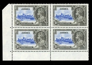 [JAMAICA] 1935: 1½d SG 115a block-of-4 'Extra flagstaff' ERROR (MLH) - Picture 1 of 3