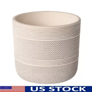 Ceramic Grooved Plant Pots W/ Drainage Plug 25qt Home Office Indoor Display New - Picture 1 of 8