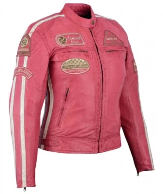 Chaqueta Para Mujer, Chaqueta Motorista, Chaqueta Custom, Rosa, Vintage, Rocker - Imagen 1 de 4
