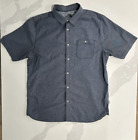 The North Face Top Mens Size Large Short Sleeve Button Down Shirt Blue Pinstripe