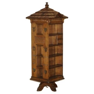 RARE ORIGINAL ANTIQUE SEYMOUR EASTON 1859-1916 TABARD INN REVOLVING BOOKCASE - Picture 1 of 18