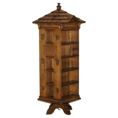 RARE ORIGINAL ANTIQUE SEYMOUR EASTON 1859-1916 TABARD INN REVOLVING BOOKCASE - Image 1 of 4