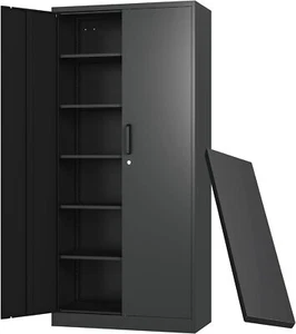 Metal Storage Cabinet with Doors and Shelves,71 Garage Storage Cabinet with Lock - Picture 1 of 6