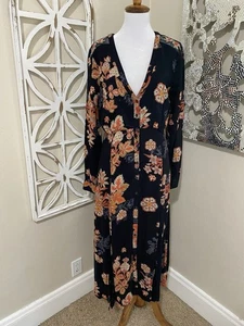 FREE PEOPLE size 8 FLORAL PRINT LACE ACCENT LONG SLEEVE BUTTON UP MIRANDA DRESS - Picture 1 of 6
