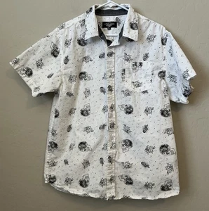 Halloween Skull Shirt CL Eighty Eight Alien Men’s Black White Skeleton Pattern - Picture 1 of 6