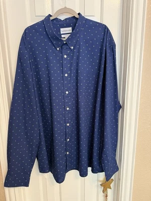 Saddlebred Men's 4X Classic Fit Navy Print Shirt Long Sleeve Easy Care 4.13 - Image 1 of 4