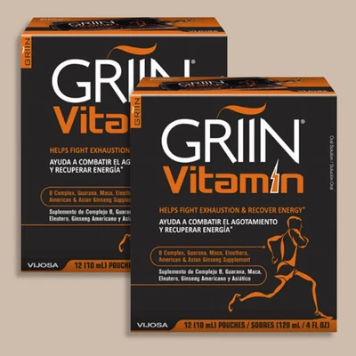 Vitamina GRIIN con Complejo B y Ginseng, 12 Bolsas Bebibles 10 ml (Paquete de 2) Foto 1 de 4