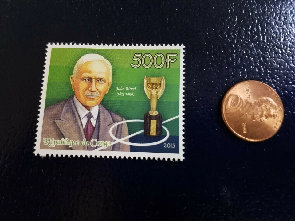 Sello francés Jules Rimet 2015 presidente de la República de Fútbol de la FIFA del Congo WOW Foto 1 de 1