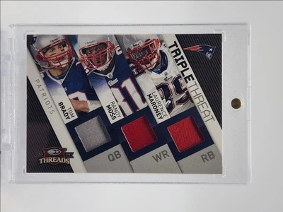 TOM BRADY RANDY MOSS 2009 DONRUSS THREADS TRIPLE THREAT PATCH /50 Q3908 - Image 1 of 2