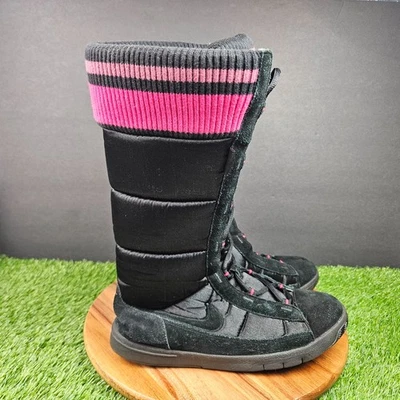 复古 Nike Winter Hi 2 靴子 女式 9.5 黑色 粉色 Puffer Y2K 2007 高鞋 317244 — 第 1/4 张图片