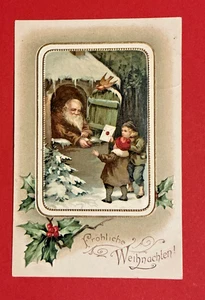 Präge-AK Ansichtskarte, Weihnachtsmann, Kinder, Bahnpost, 1916 Feldpost - Bild 1 von 2