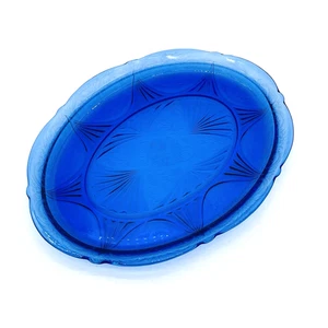 Vintage Hazel Atlas Royal Lace Cobalt Blue Platter Depression Glass 13" x 9 1/2" - Picture 1 of 13