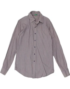 Camicia uomo BENETTON grigio medio a righe cotone GC11 - Foto 1 di 3