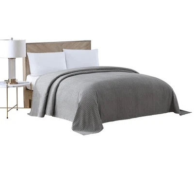 Beatrice Home Fashions Channel Chenille Bedspread, Queen, Gray - Image 1 of 4