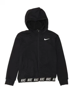 NIKE Girls Dri Fit Graphic Zip Hoodie Sweater 13-14 Years XL Black CW06 - Picture 1 of 3
