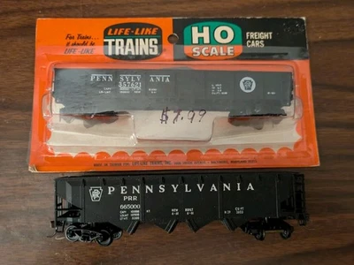 Life Like HO Scale "Pennsylvania RR" Open Gondola Car W/Load NOS Plus Hopper Car - Image 1 of 4