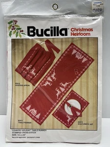 Bucilla Christmas Heirloom Cross Stitch Table Runner 14.5” X 44” NOS Sealed - Picture 1 of 6