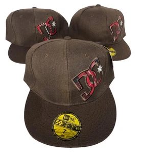 DC Shoes New Era Hat Fitted Brown Big Logo Y2K Skater Wool 59Fifty U Pick Size - Picture 1 of 16