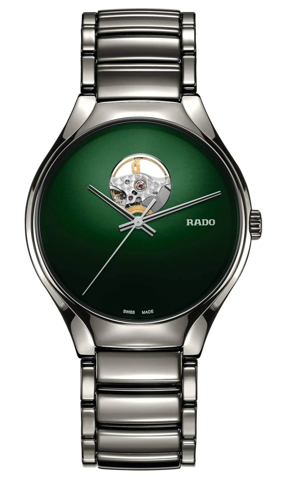 RADO True R27108312 Green Ceramic Open Heart Men Watch