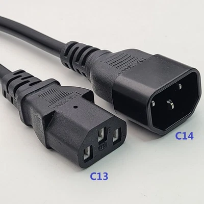 Power Extension Cable IEC Male to Female Kettle Lead C14/C13 0.5m/1m/2m/3m/5/10m - Image 1 of 4