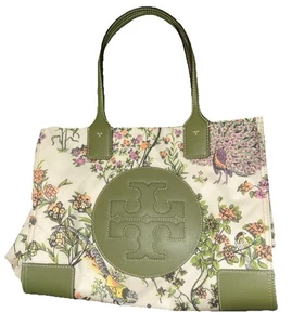 Tory Burch Ella Winter Sage Nylon Green Leather Mini Tote Bag - Picture 1 of 5