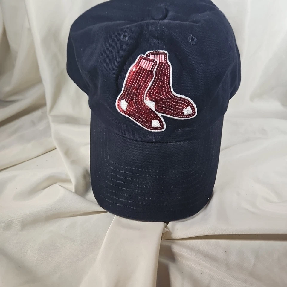 波士顿红袜队亮片袜子标志维多利亚的秘密粉色蓝色棉质帽子 — 第 1/4 张图片