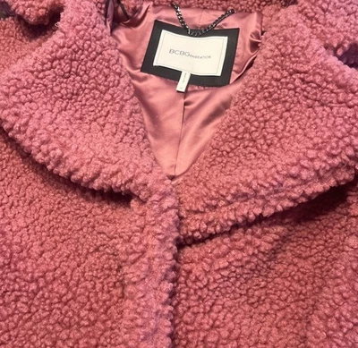 BCBGeneration Long Teddy Coat Women's Size XS Sherpa Pink Mauve  - Image 1 of 4