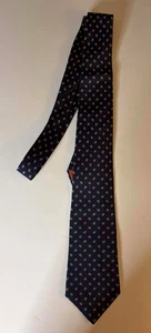 VINTAGE JOHN HENRY CLASSIC SILK TIE BLUE WITH RED SPOTS DOTS - Picture 1 of 2