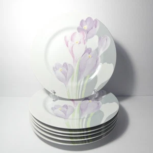 Mikasa Spring Crocus Fine China White 10 5/8" Dinner Plates #LAB02 - Set of 6 - Picture 1 of 21