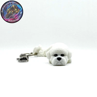 Llavero Bichón Frise Perro Cremallera Tirador Flexi Inquieto Lindo Cachorro Articulado 3D Foto 1 de 4