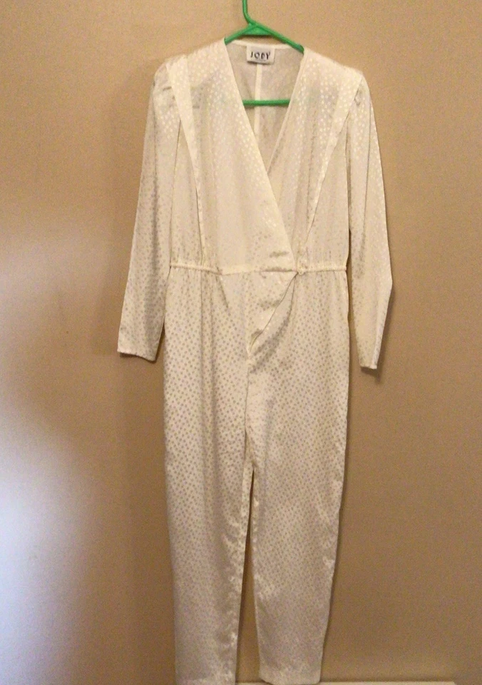 Mono Mameluco Club Discoteca Años 80 Jody California Blanco Satinado Lunares De Colección Foto 1 de 4