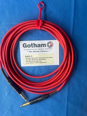 Gotham  GAC-1 Instrument Cable Assembly   15 ft.  Straight Plugs RED - Image 1 of 2