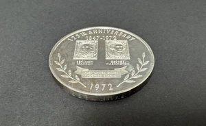 1972 USPS 125th Anniversary 1 Oz .999 Fine Silver Round Benjamin Franklin Stamp - Picture 1 of 6
