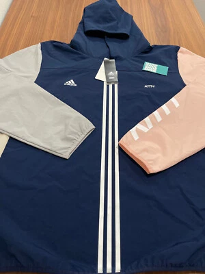 ADIDAS KITH RONNIE FIEG FLAMINGOS HOODED PISTE NAVY BLUE GREY PINK CW2568 XXL - Image 1 of 4