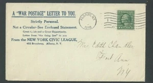 1918 WW1 #144 Coil On Crisis Letter From The NY Civic League Broadcasting ----- - Imagen 1 de 1