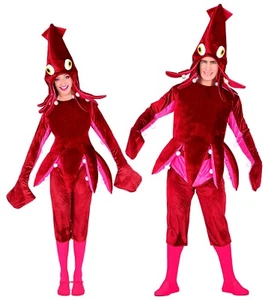 Kostüm Tintenfisch Krake rot Hose Oberteil Mütze Einheitsgröße Damen Herren  - Bild 1 von 3