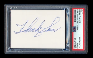 HANK SAUER SIGNED MINT CUT PSA/DNA AUTOGRAPHED CHICAGO CUBS HOF 1952 MVP HR KING - Picture 1 of 1