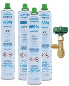 NR. 4 BOMBOLA GAS REFRIGERANTE R600A R600 420 GR + RUBINETTO - FRIGO FREEZER - Foto 1 di 5