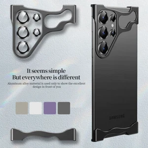Funda con almohadilla de esquinas de metal para Samsung S24 Ultra S23 Plus lente película desnuda sin marco - Imagen 1 de 32
