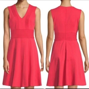 Eliza J Pintuck Fit & Flare Coral Dress Women's Size 2 - Picture 1 of 4