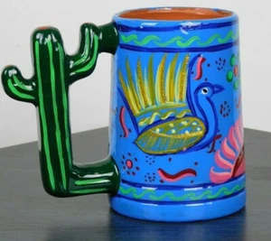  Talavera (?), Art Pottery, Hand Painted, Mug with Cactus Handle - Picture 1 of 12