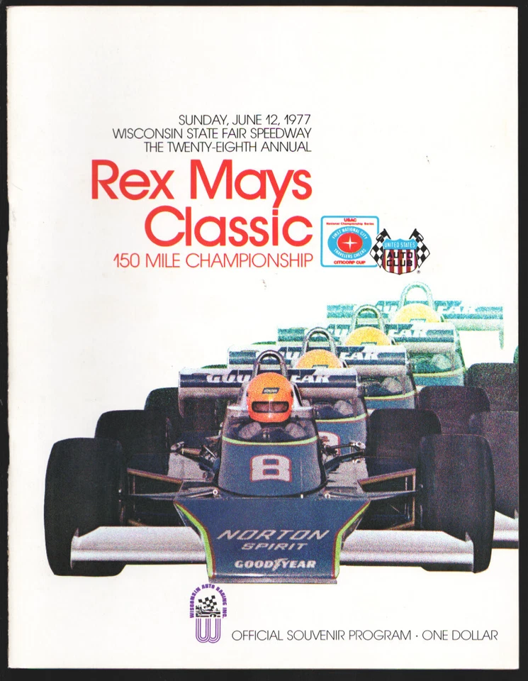 Sports Pub: Wisconsin State Fair Park Speedway USAC Program 6/12/1977-Rex May... - Image 1 of 1