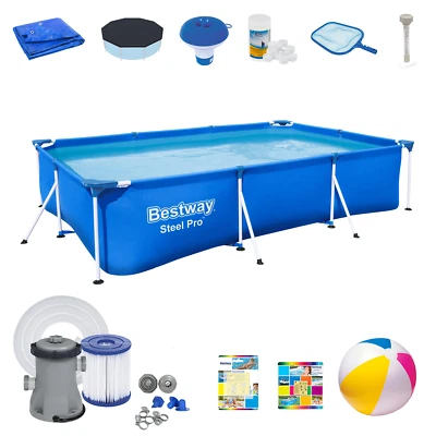 PISCINE 20 en 1 BESTWAY 300 cm x 201 cm x 66 cm piscine hors sol carrée + pompe - Photo 1/4