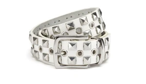 SOLID BIKE PYRAMID STUD BELT BELT STUDS WHITE - Picture 1 of 1