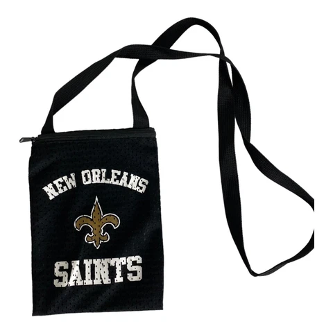 New Orleans Saints Cross Body bag Black NOLA Jersey Fabric Zipper White Cover