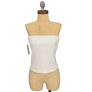 MADEWELL Donni Rib Tube Top L Powder White Shelf Bra Crop Stretch NEW Tag B30 - Picture 1 of 6