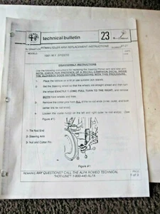 ALFA ROMEO SPIDER  1991 TECHNICAL BULLETIN FOR PITMAN IDLER ARM REPLACEMENT  - Picture 1 of 1
