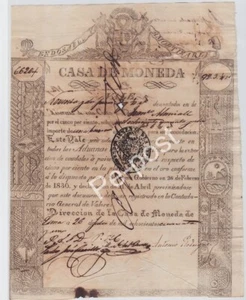 Peru Paper Money , Casa de La Moneda Vale 1841 , PDF Digital - Picture 1 of 1