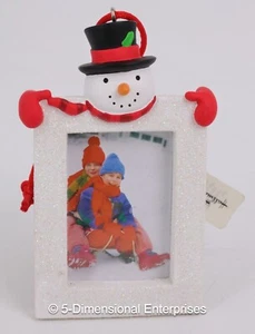 NEW Hallmark SNOWMAN PHOTO FRAME Christmas Holiday Ornament 2 x 1 3/8 in Picture - Imagen 1 de 7