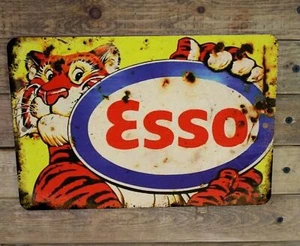 Vintage Style Esso Tiger Auto Service Shop 12x8 Metal Garage Sign NEW - Picture 1 of 2